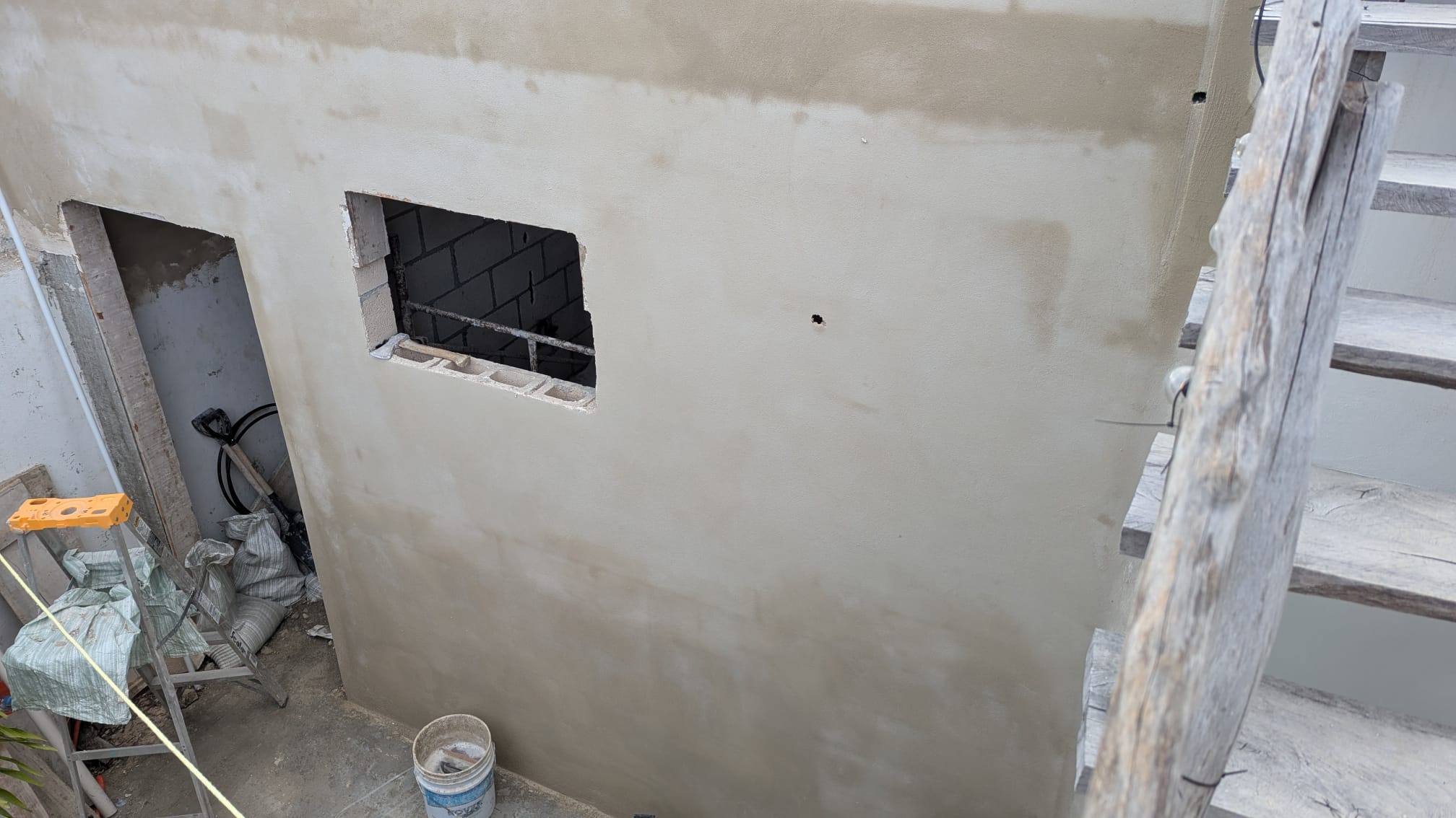 Wall construction continuing on site